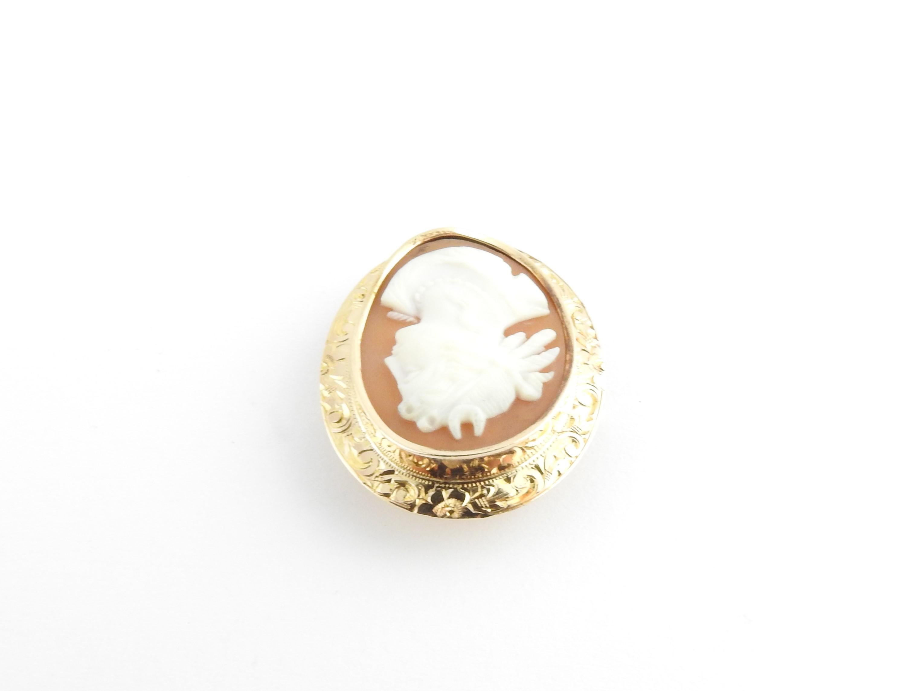 10 Karat Yellow Gold Cameo Brooch For Sale 1