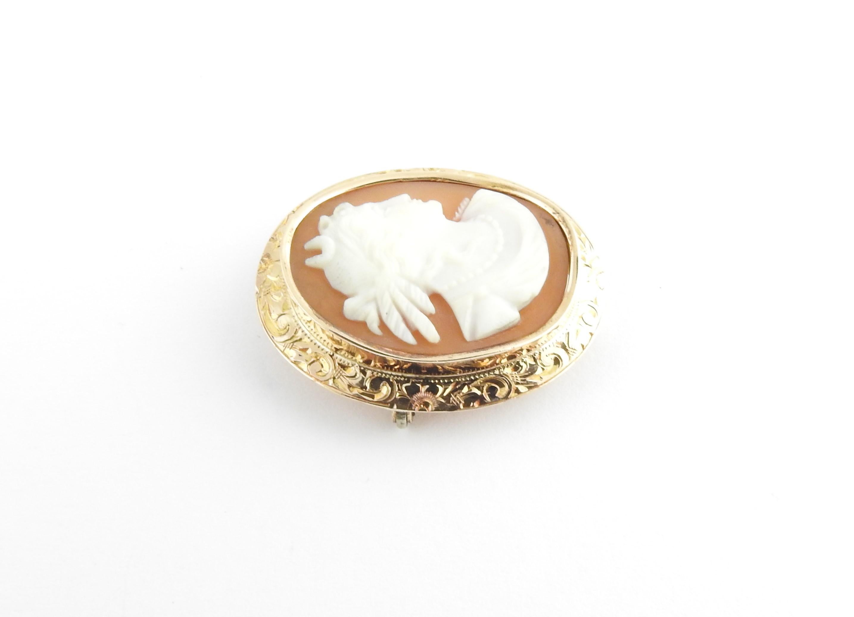 10 Karat Yellow Gold Cameo Brooch For Sale 2