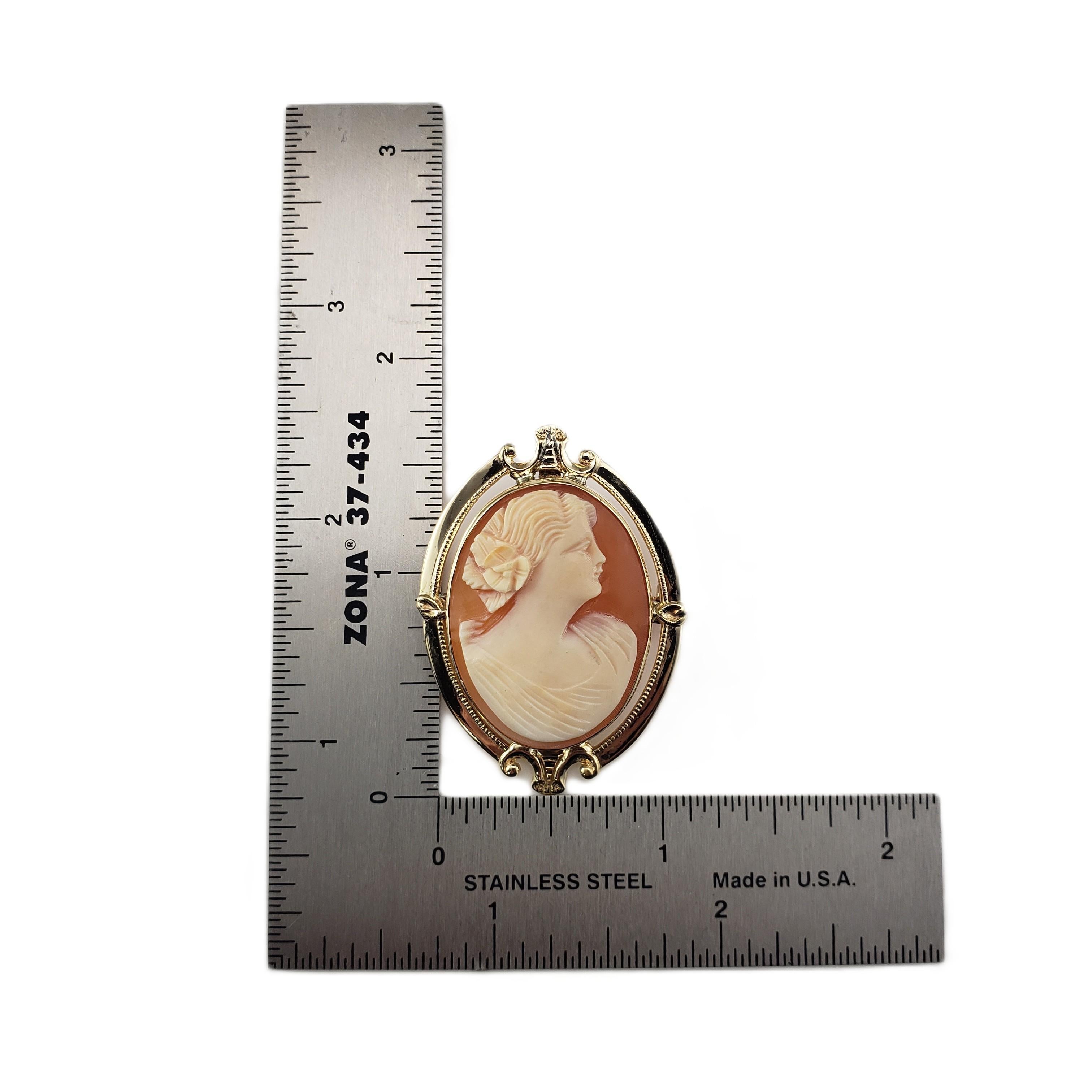 10 Karat Yellow Gold Cameo Brooch/Pendant #21233 For Sale 1
