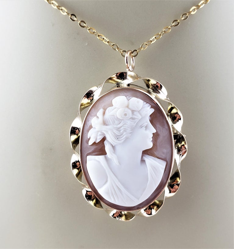 10 Karat Yellow Gold Cameo Brooch/Pendant For Sale at 1stDibs