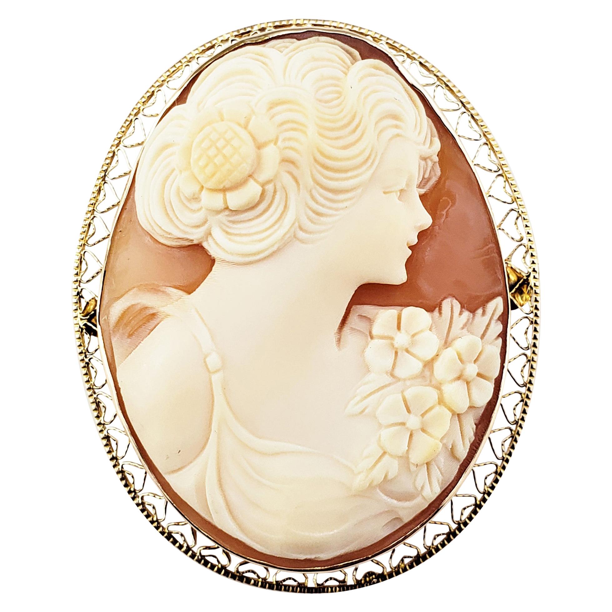 Broche/pièce camée en or jaune 10 carats