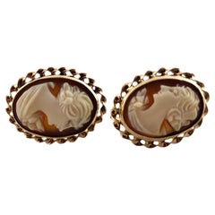 Orecchini a clip con cammeo in oro giallo 10 carati #18487