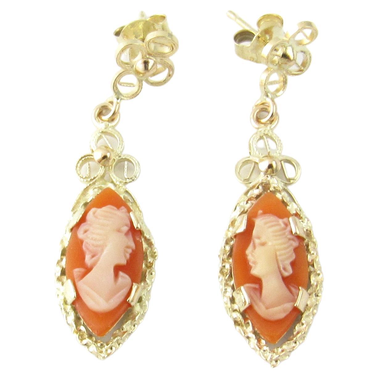 10 Karat Yellow Gold Cameo Earrings For Sale