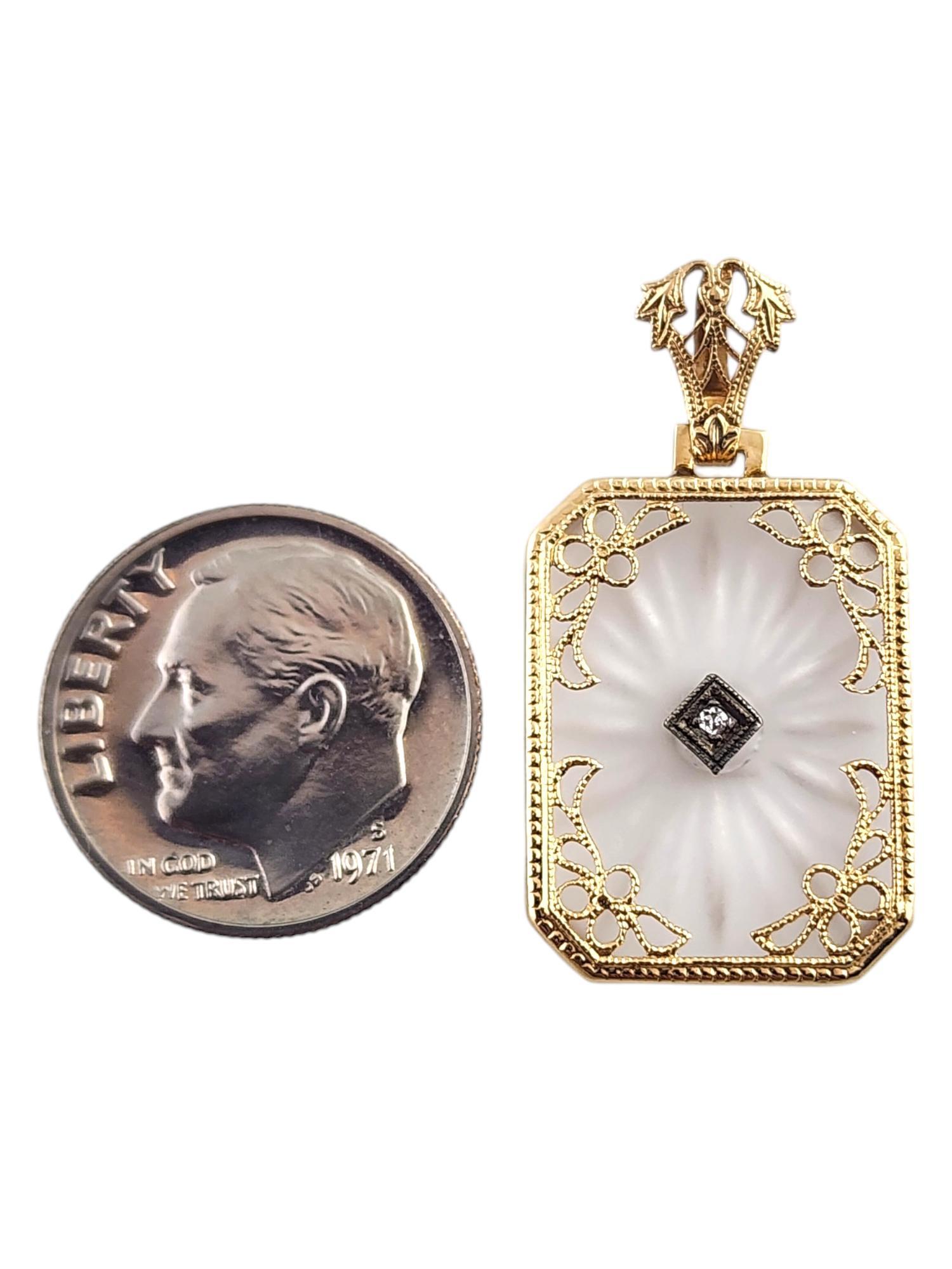 Women's 10 Karat Yellow Gold Camphor Glass and Diamond Pendant #19240