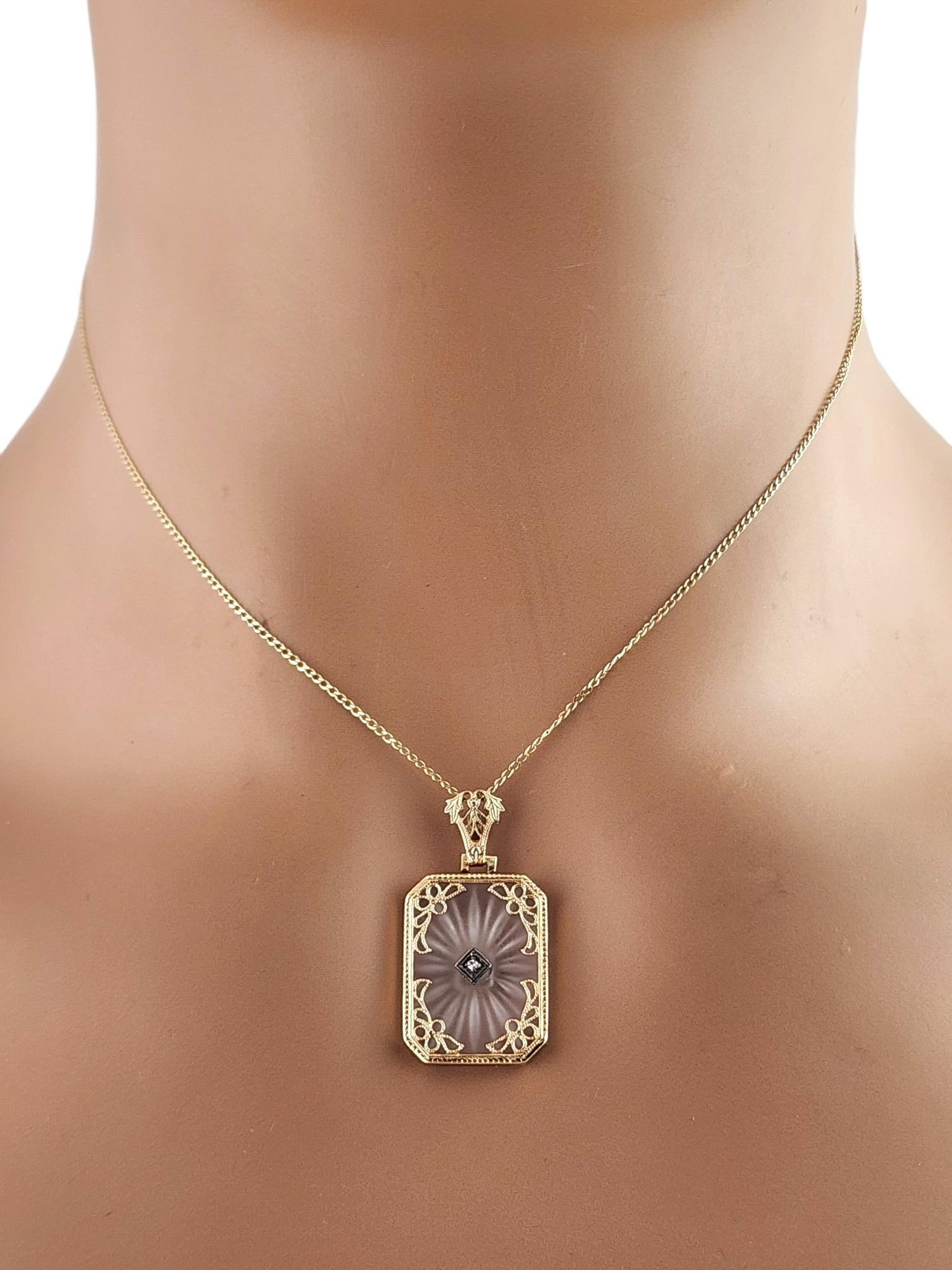 10 Karat Yellow Gold Camphor Glass and Diamond Pendant #19240 2