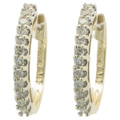 10 Karat Yellow Gold Champagne Diamond Hoop Earrings