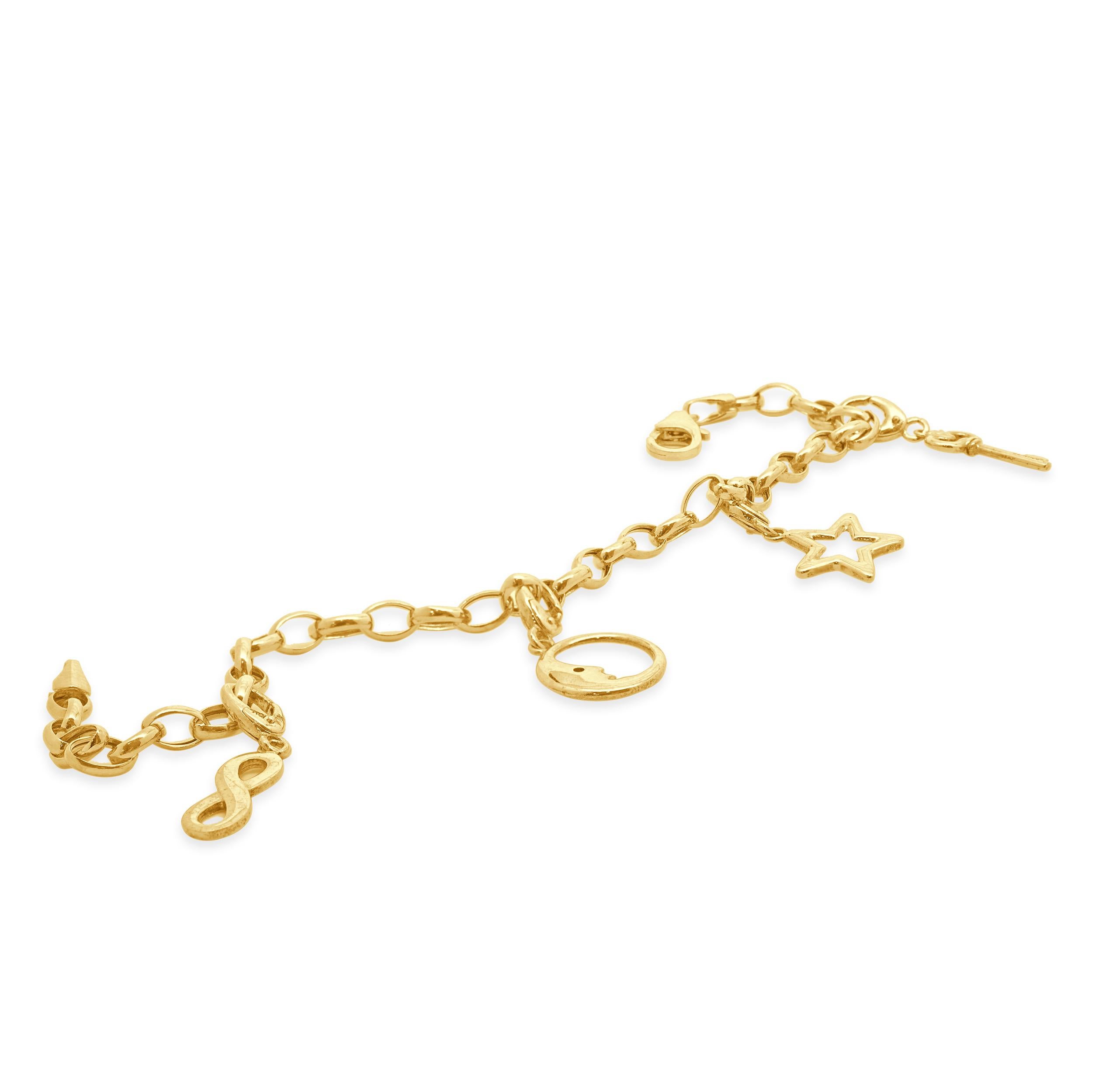 Designer: custom design
Material: 10k yellow gold
Weight: 5.30 grams
Length: bracelet will fit up to a 7-inch wrist
