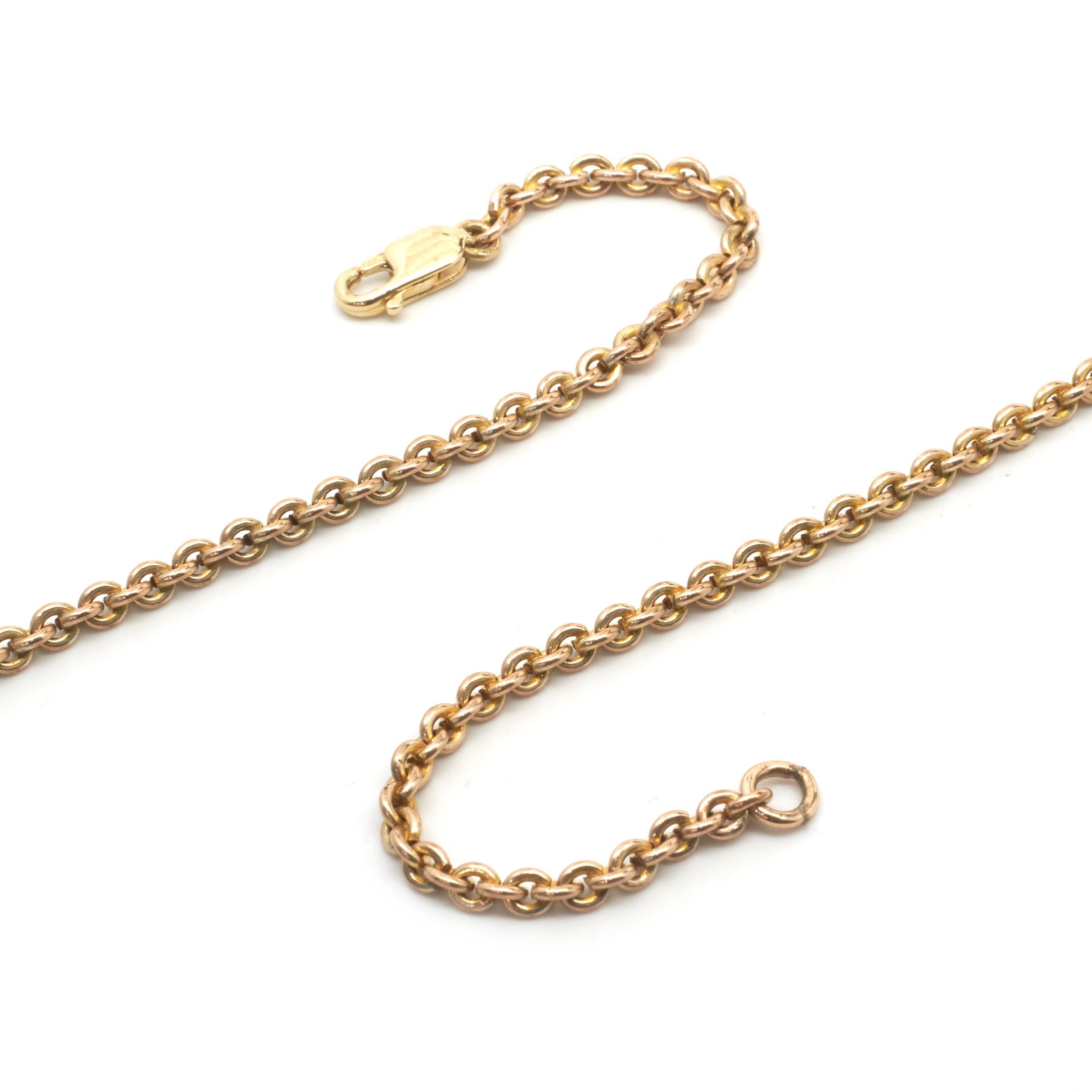 Material: 10K yellow gold
Dimensions: necklace measures 24-inches, 2mm wide
Weight: 8.84 grams


