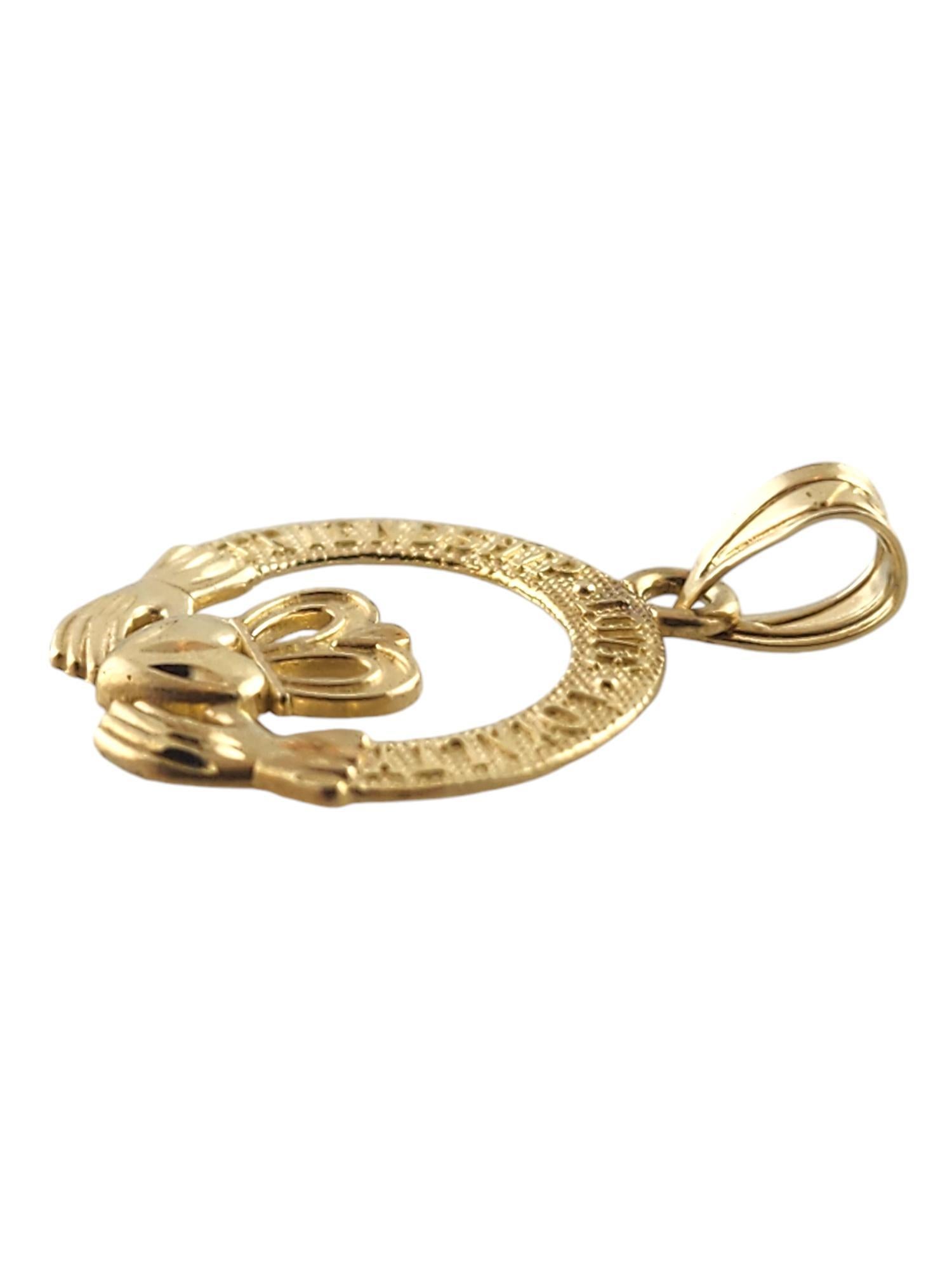 10 Karat Yellow Gold Claddagh Pendant #19434 In Good Condition In Washington Depot, CT