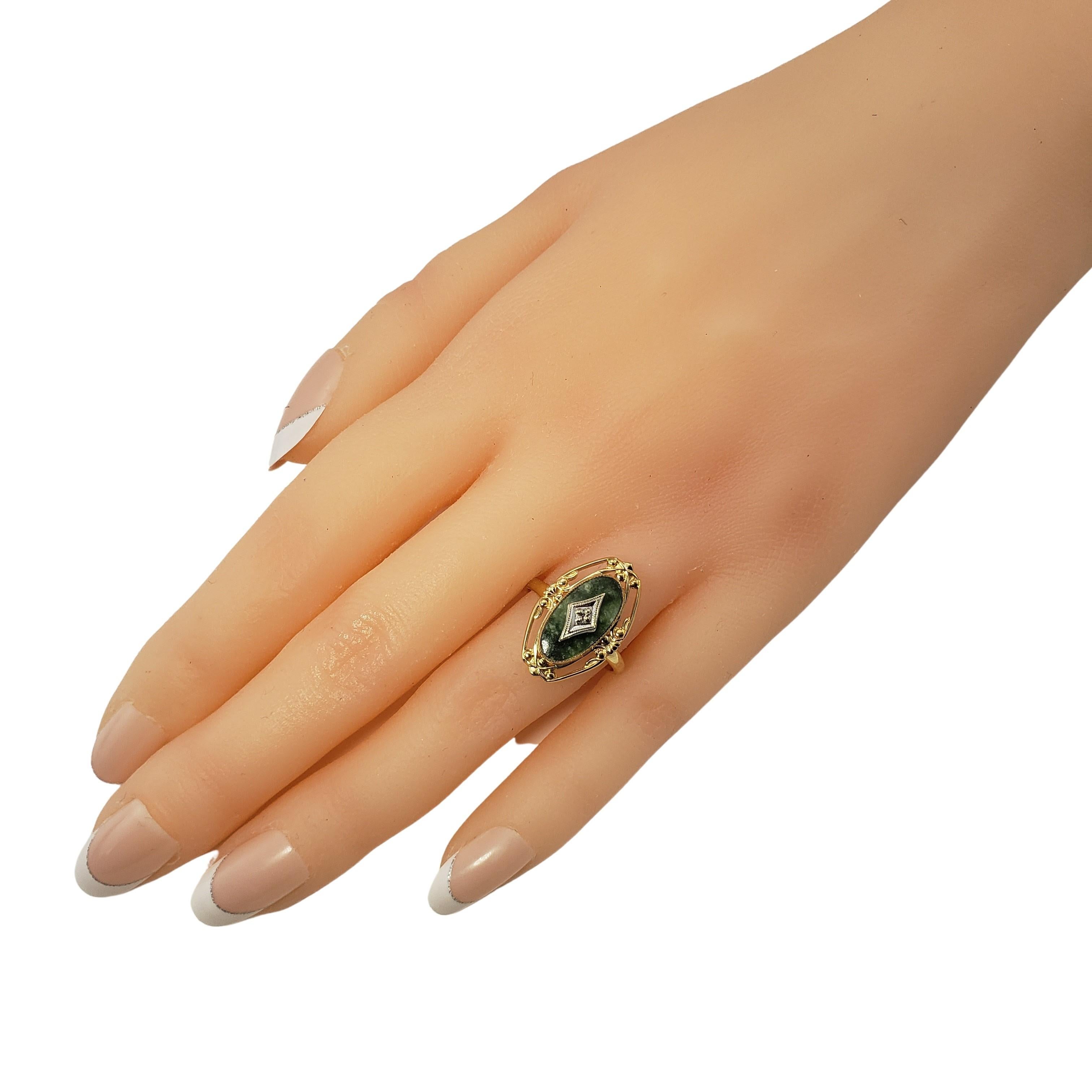 Ring aus 10 Karat Gelbgold mit Connemara-Marmor und Diamant 2