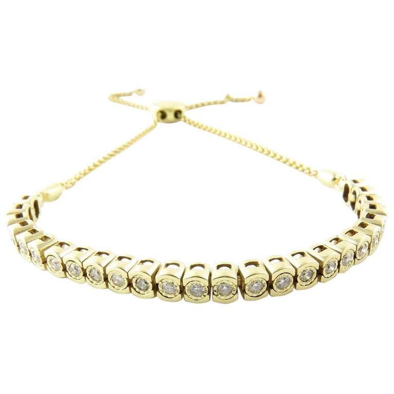 10 Karat Yellow Gold Diamond Bracelet For Sale at 1stDibs