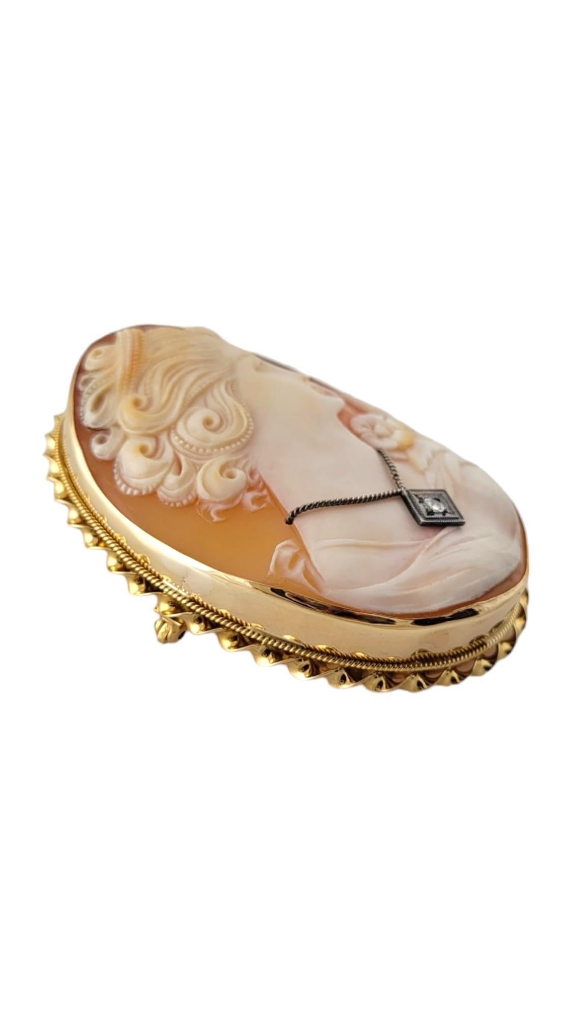 Single Cut 10 Karat Yellow Gold Diamond Cameo Pin/Pendant #17696 For Sale