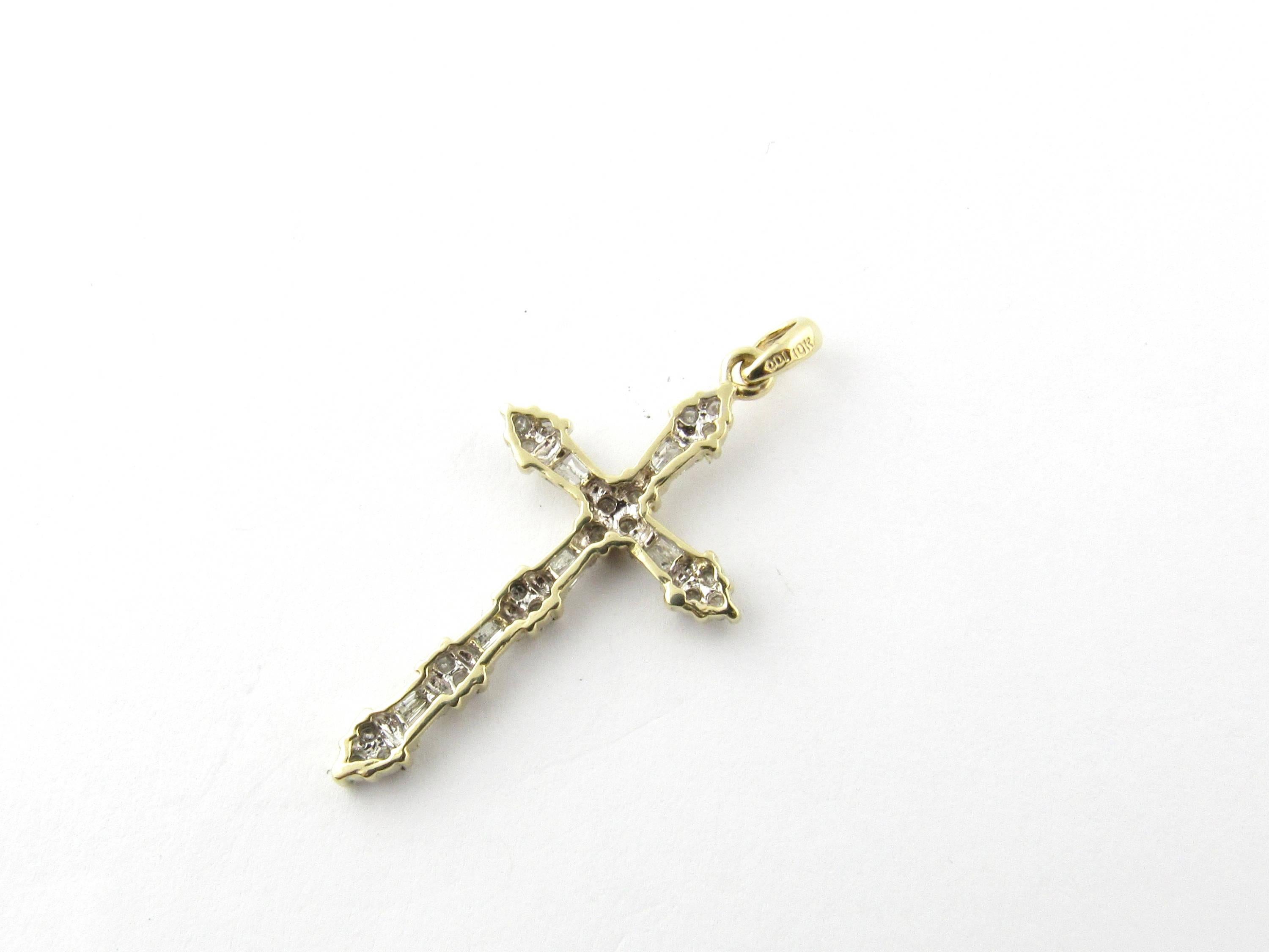 10 Karat Yellow Gold Diamond Cross Pendant 2