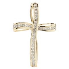 10 Karat Yellow Gold Diamond Cross Pendant