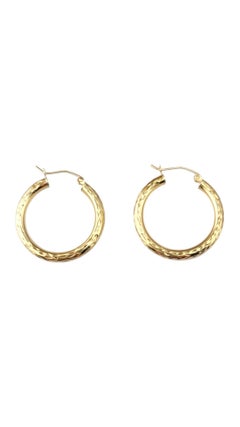 10 Karat Yellow Gold Diamond Cut Hoop Earrings #21881
