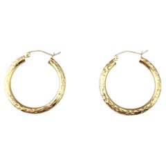 10 Karat Yellow Gold Diamond Cut Hoop Earrings #21881