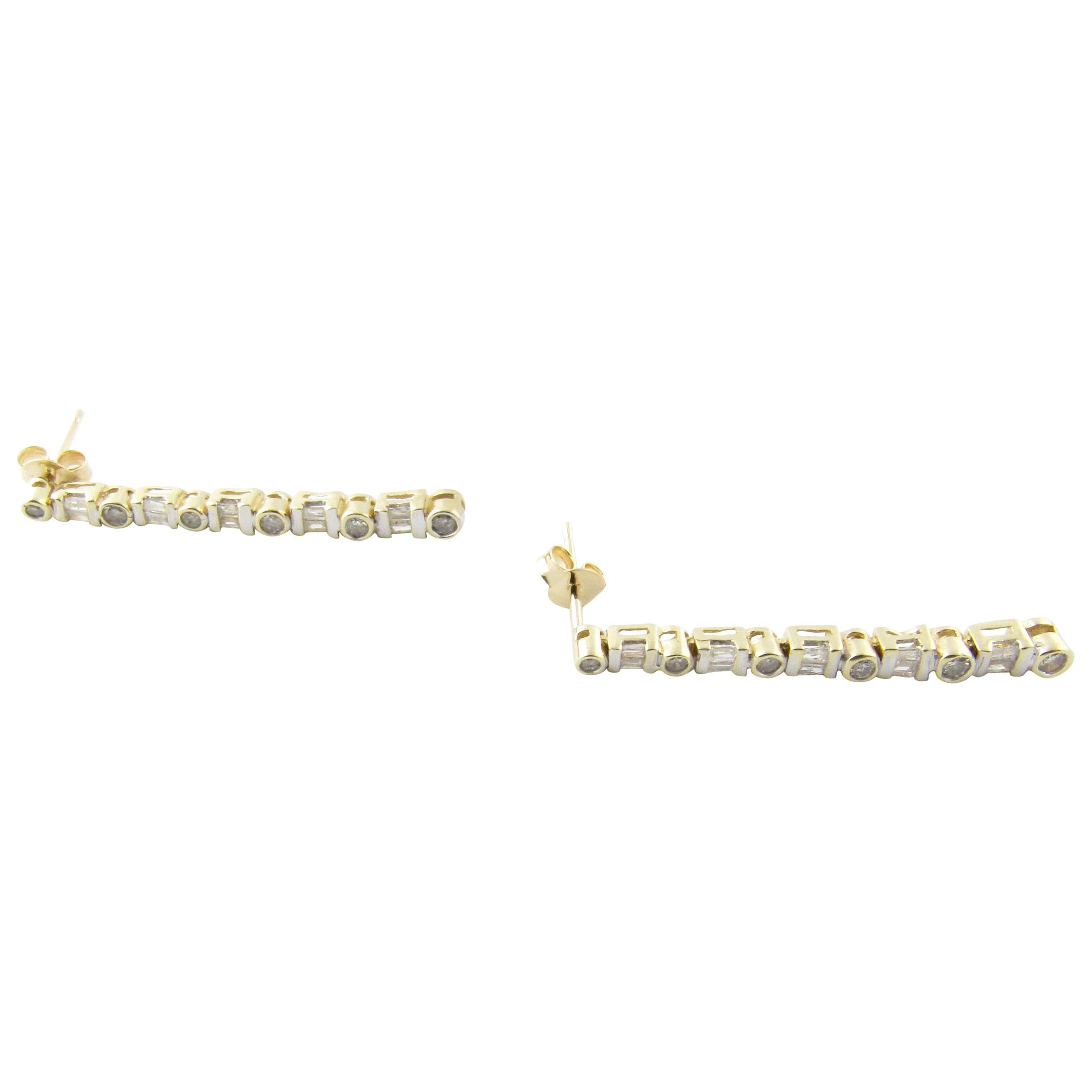 10 Karat Yellow Gold Diamond Earrings For Sale
