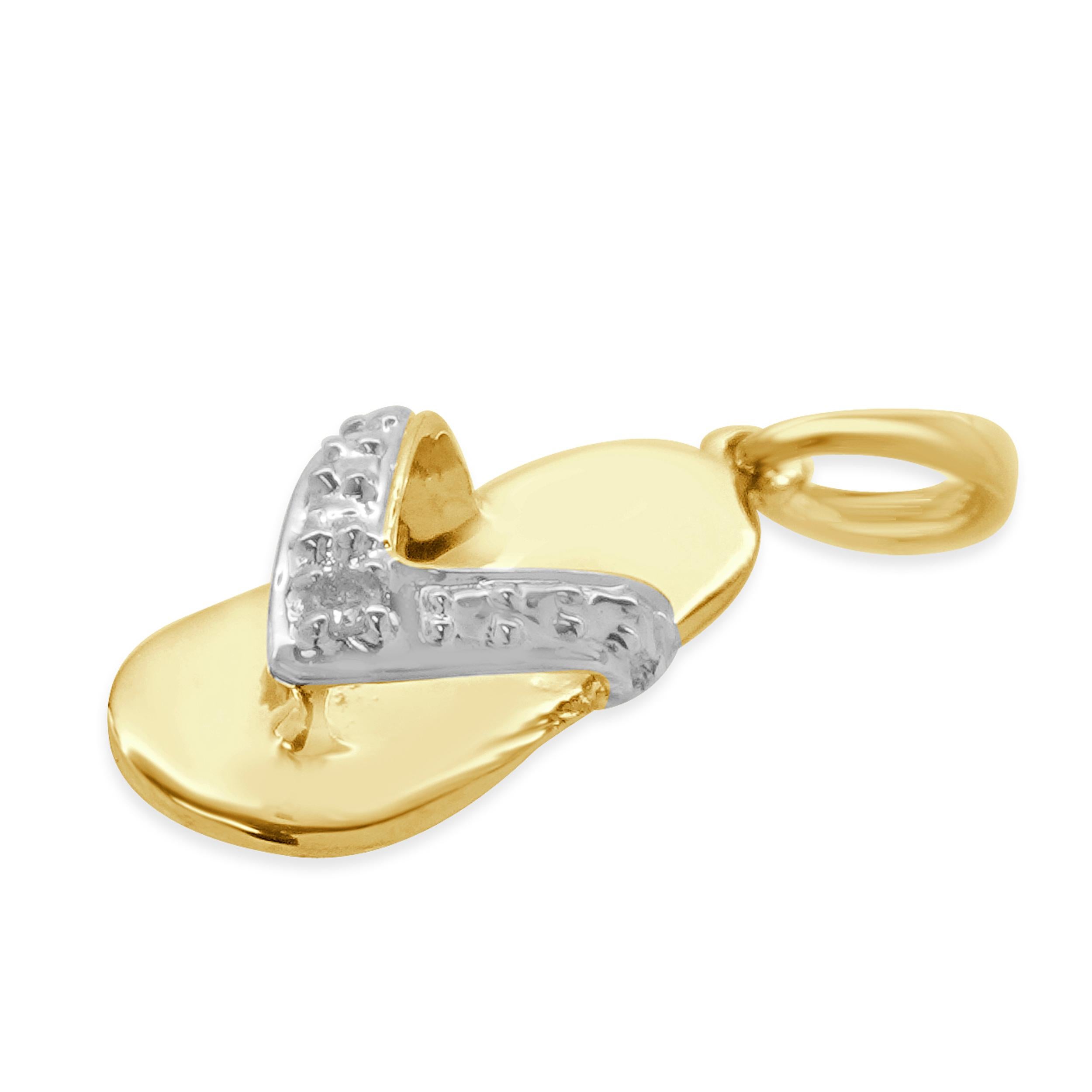 Pendentif flipflop en or jaune 10 carats avec diamants Excellent état - En vente à Scottsdale, AZ