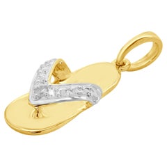 10 Karat Yellow Gold Diamond Flipflop Pendant