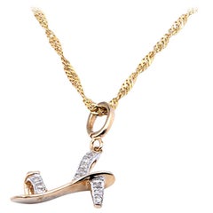 10 Karat Yellow Gold Diamond High Heel Pendant on 14 Karat Yellow Gold Chain