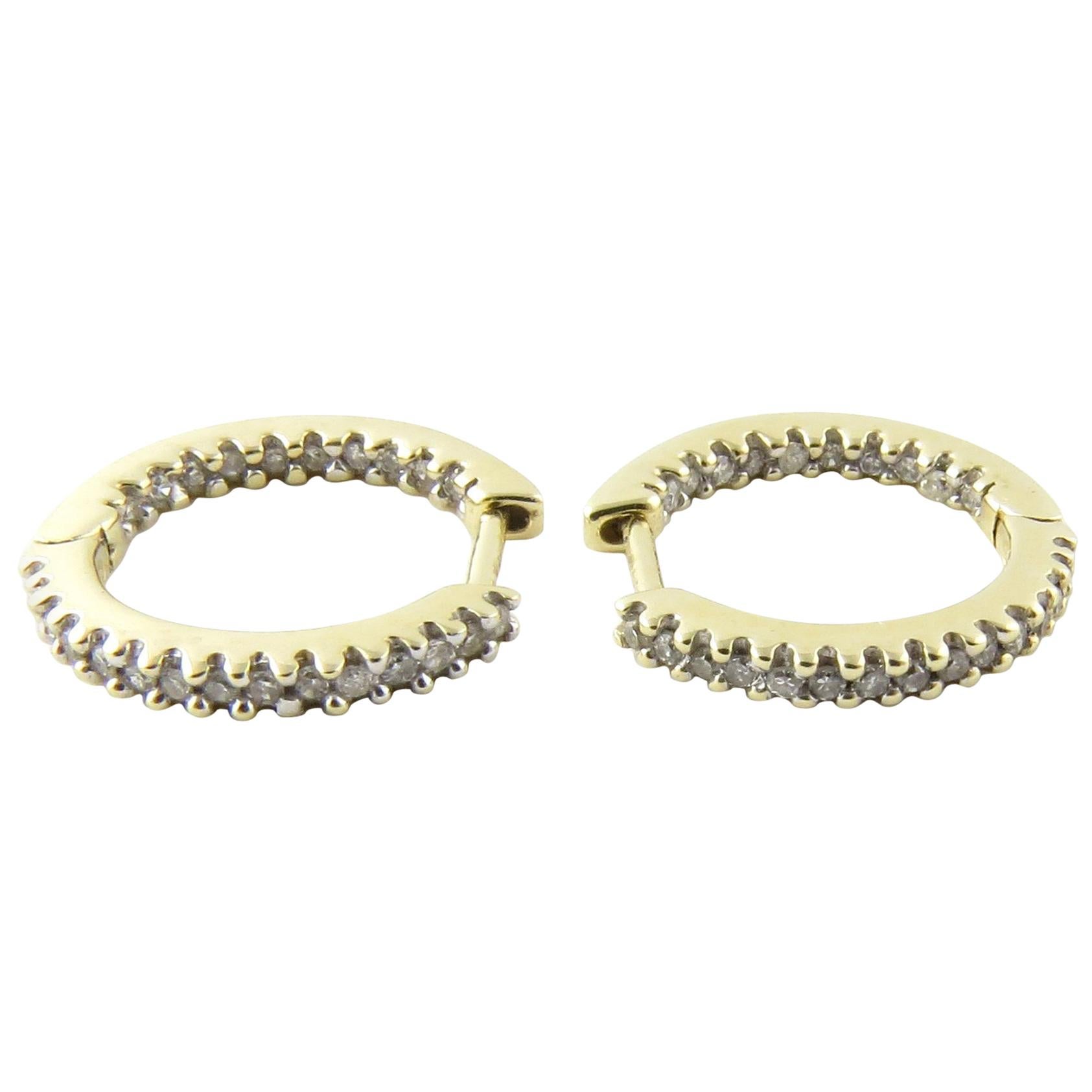 10 Karat Yellow Gold Diamond Hoop Earrings