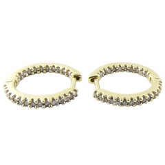 10 Karat Yellow Gold Diamond Hoop Earrings