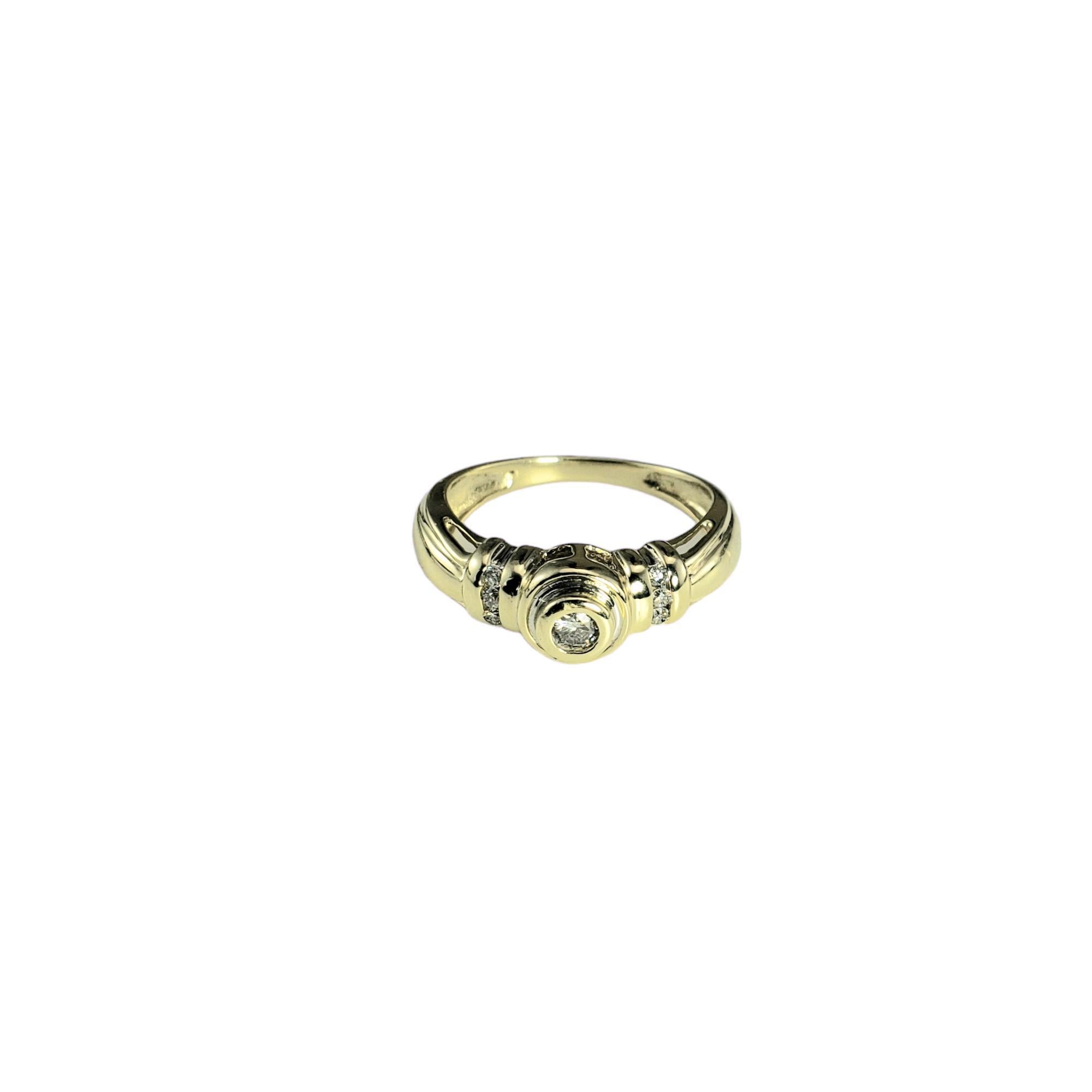 10 Karat Yellow Gold Diamond Ring Size 6

This lovely ring features seven round brilliant cut diamonds (center: .7 ct.)* set in classic 10K yellow gold. 
Shank: 2 mm.

*Small chip noted to center stone not visible to naked eye.

Approximate total