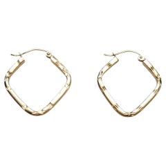 10 Karat Yellow Gold Diamond Shaped Hoops #21929