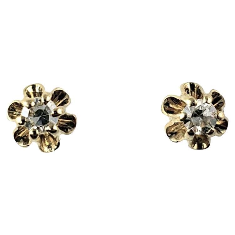 Clous d'oreilles en or jaune 10 carats et diamants n° 14705