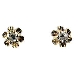 Vintage 10 Karat Yellow Gold Diamond Stud Earrings #14705