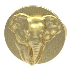 10 Karat Yellow Gold Elephant Tusks Signet Ring