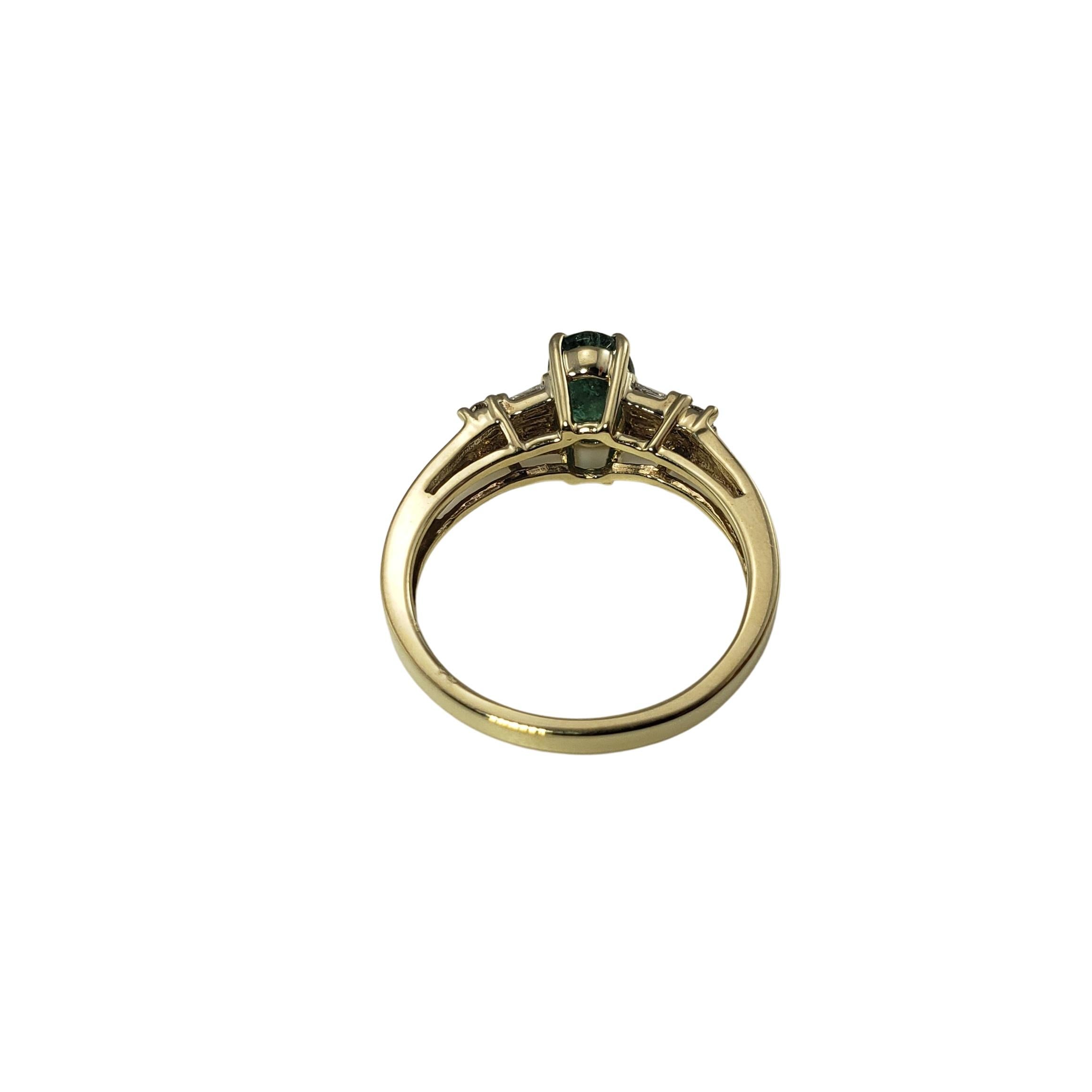 Women's 10 Karat Yellow Gold Emerald and Diamond Ring For Sale