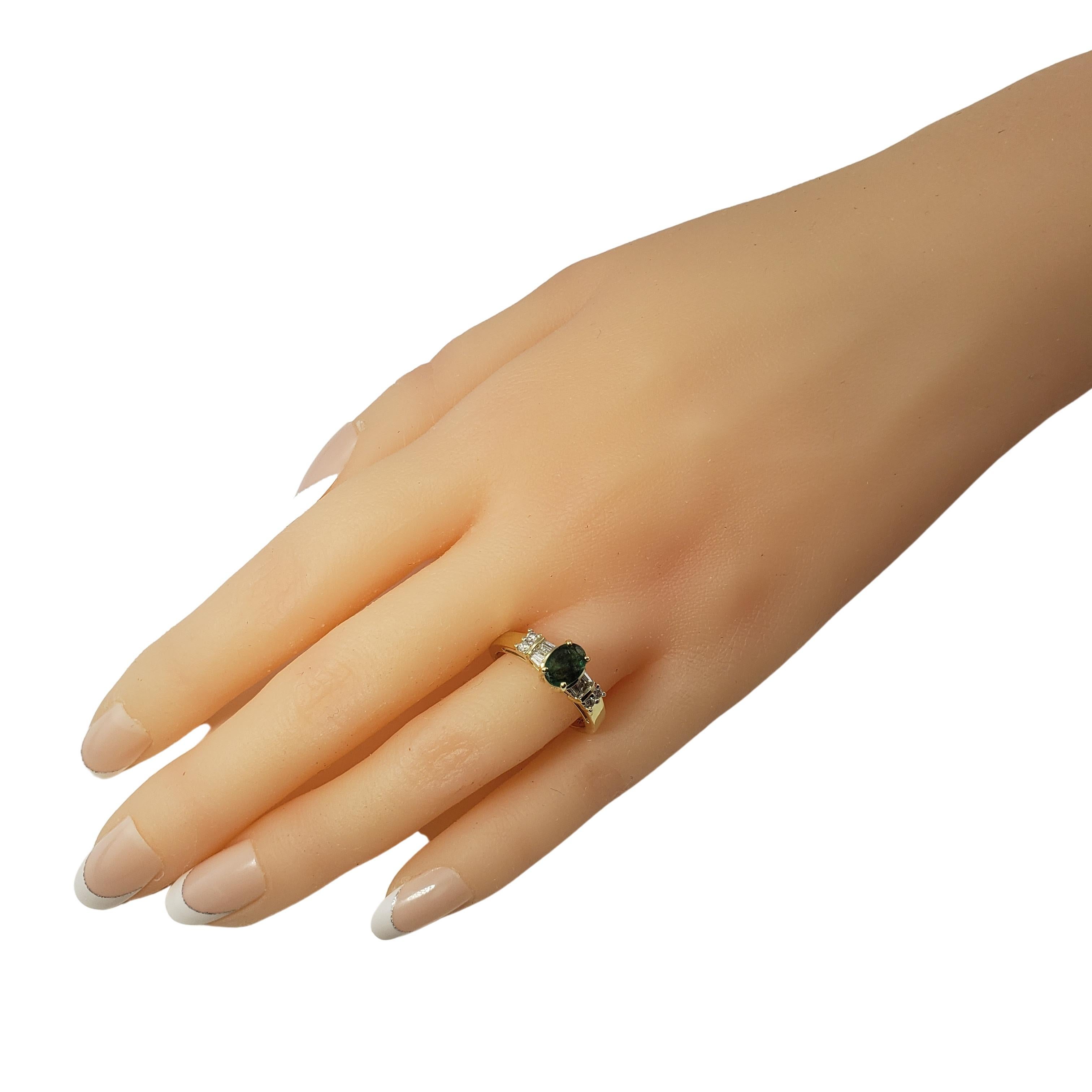 10 Karat Yellow Gold Emerald and Diamond Ring For Sale 2