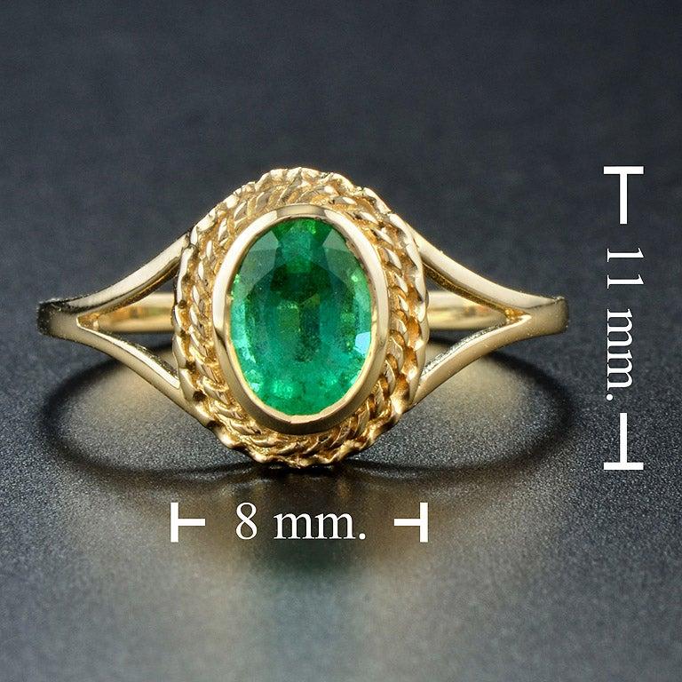 For Sale:  Catherine Victorian Rope Edge Emerald Cocktail Ring in 10K Yellow Gold 7