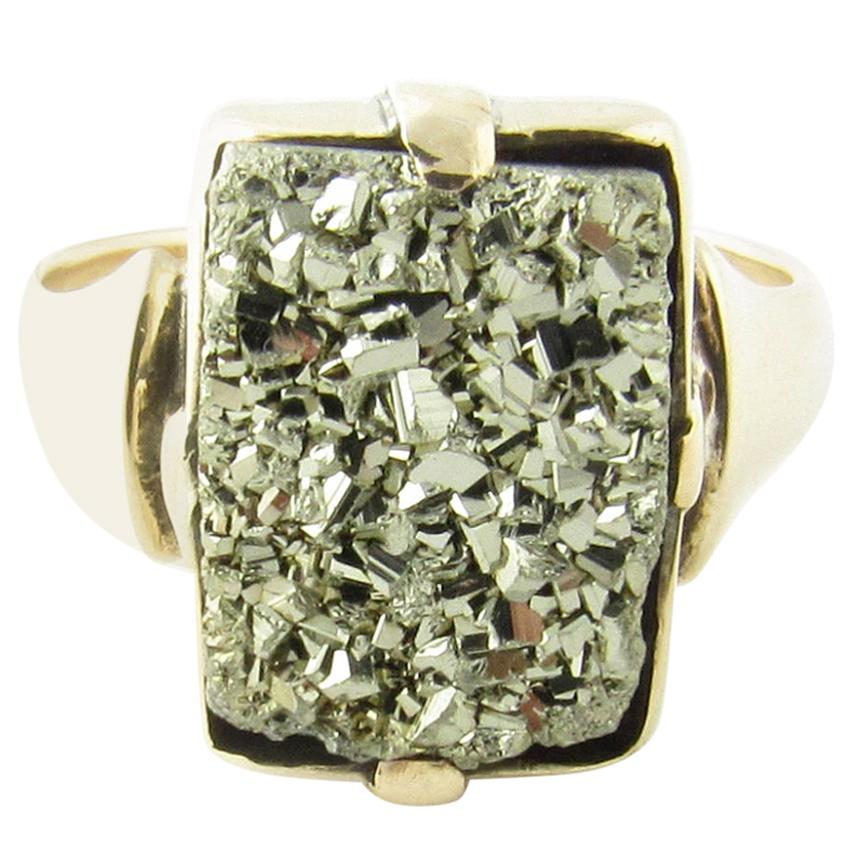 Gold Plated Faceted Stone Ring