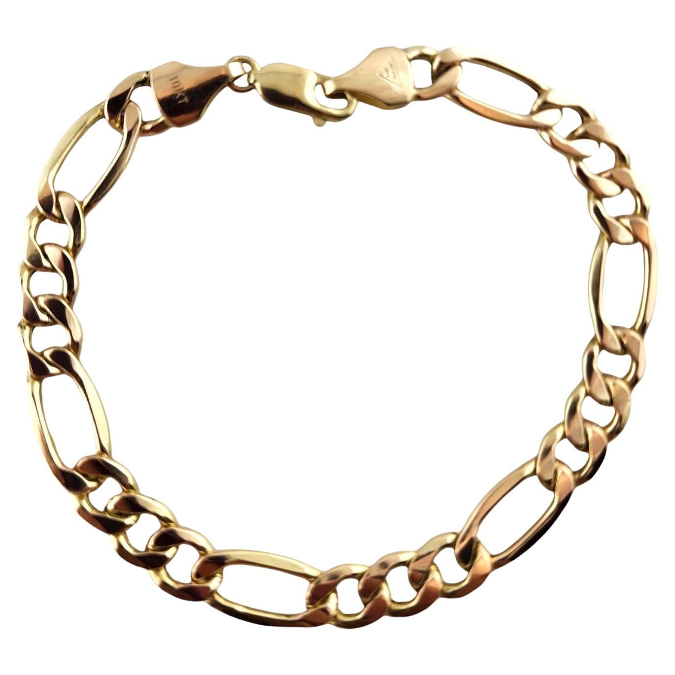 10 Karat Yellow Gold Figaro Chain Link Bracelet #18895