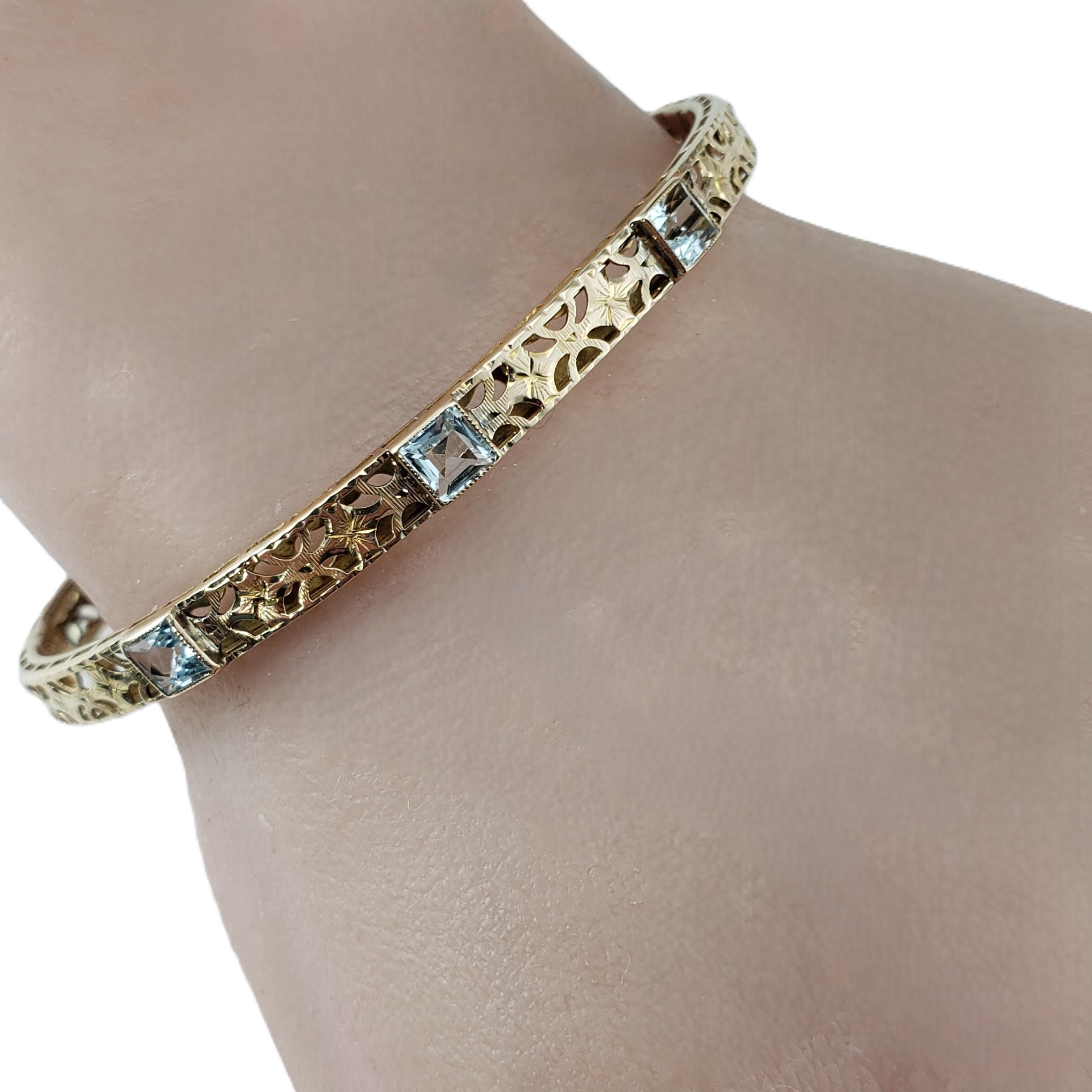 Bracciale in oro giallo 10 carati con filigrana e gemme blu #22442 in vendita 3