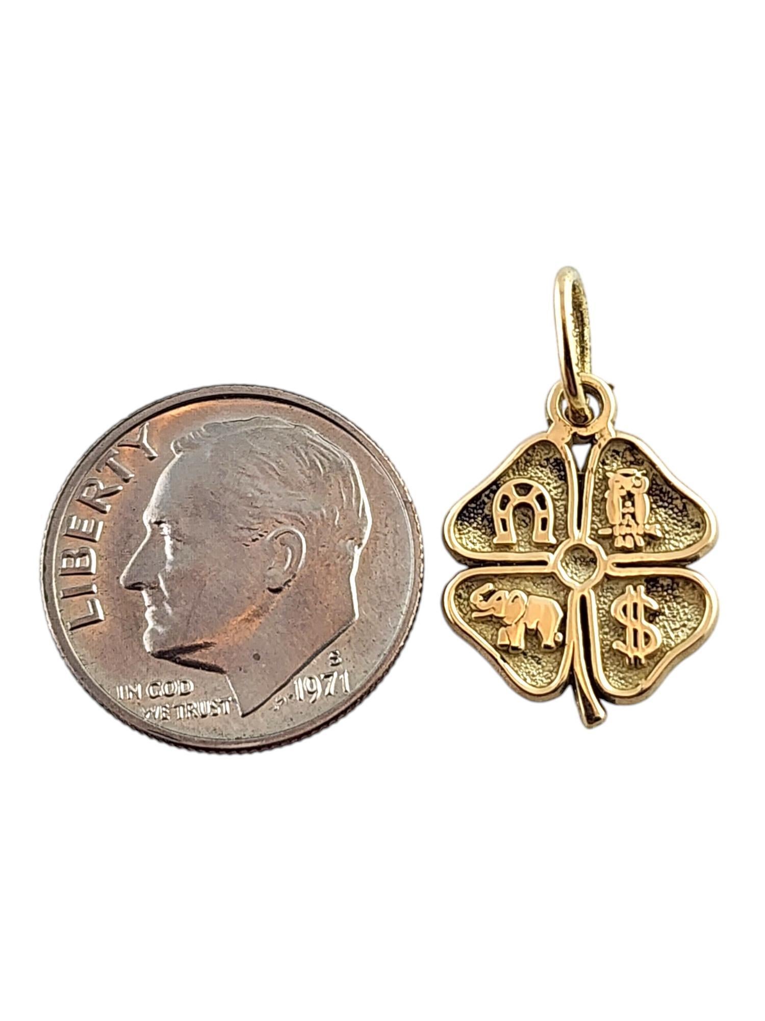 10 Karat Yellow Gold Four Leaf Clover Charm with Lucky Symbols #19439 1