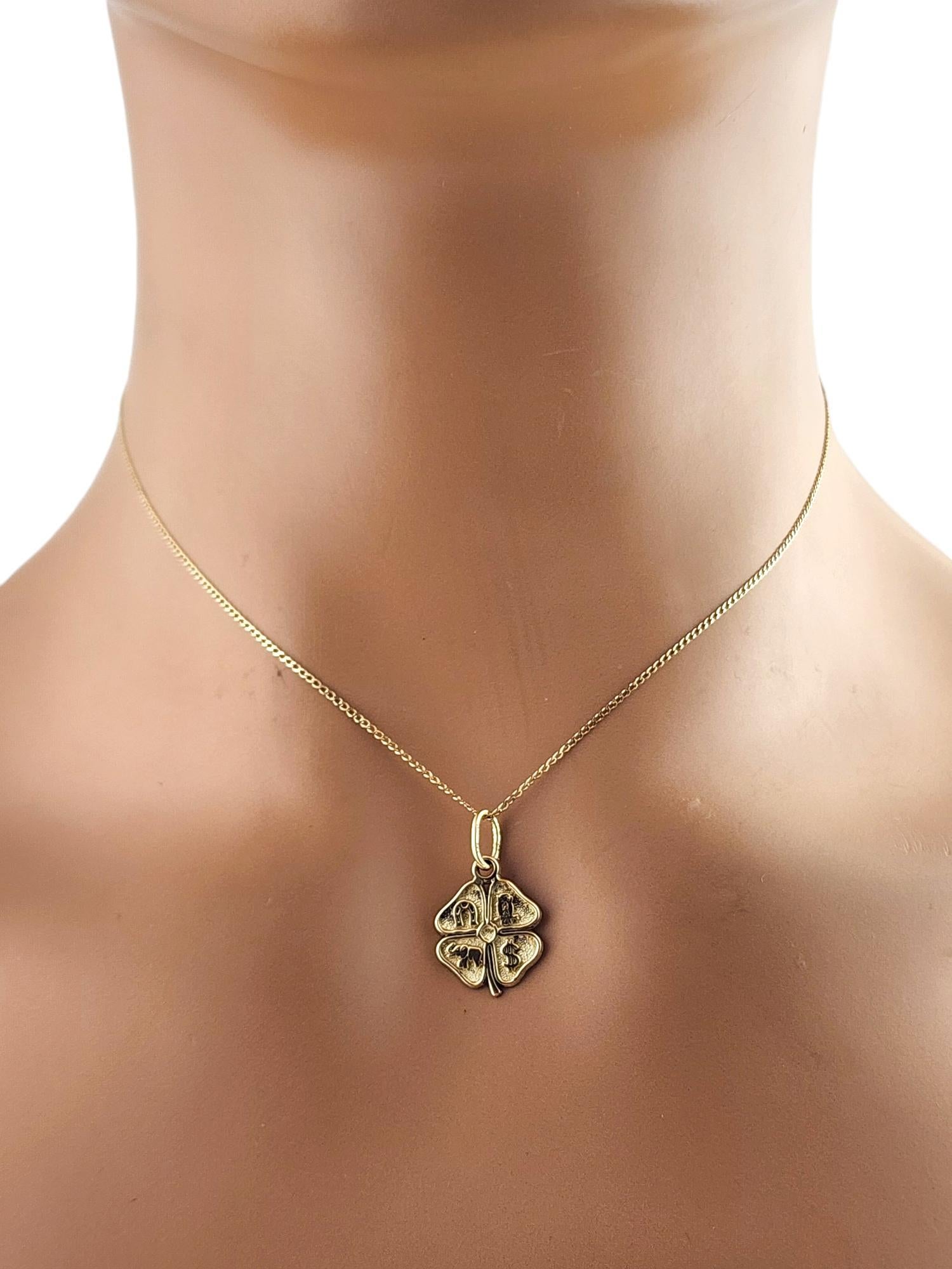 10 Karat Yellow Gold Four Leaf Clover Charm with Lucky Symbols #19439 3