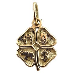 10 Karat Yellow Gold Four Leaf Clover Charm with Lucky Symbols #19439