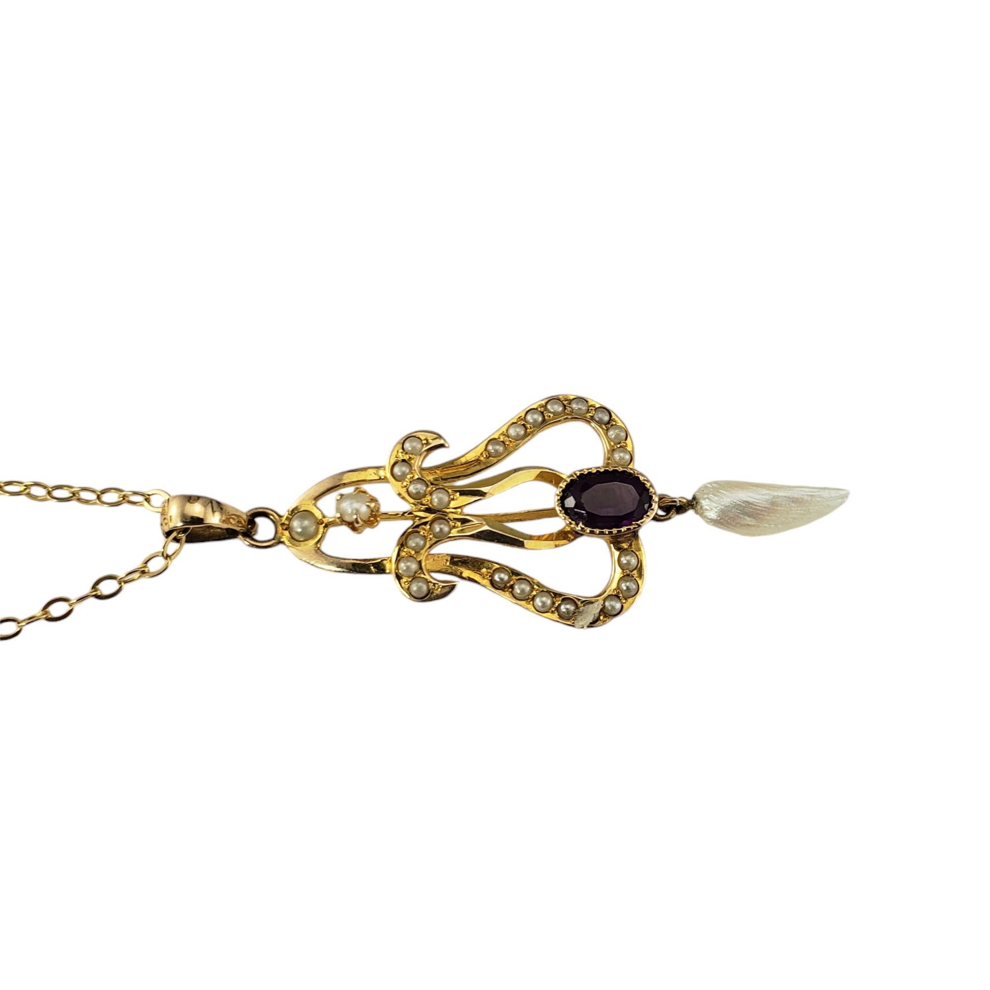 10 Karat Yellow Gold Freshwater Pearl Pendant Necklace #18403 In Good Condition For Sale In Washington Depot, CT