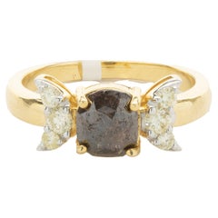 10 Karat Yellow Gold Galaxy Diamond Ring with Half Moon Accents