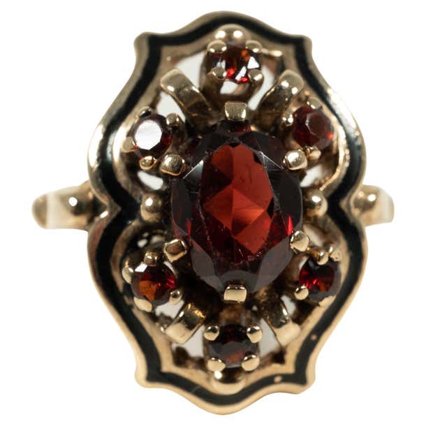 Resco Rings 10 Karat Yellow Gold Garnet Enamel Ring at 1stDibs | resco 10k ring ...