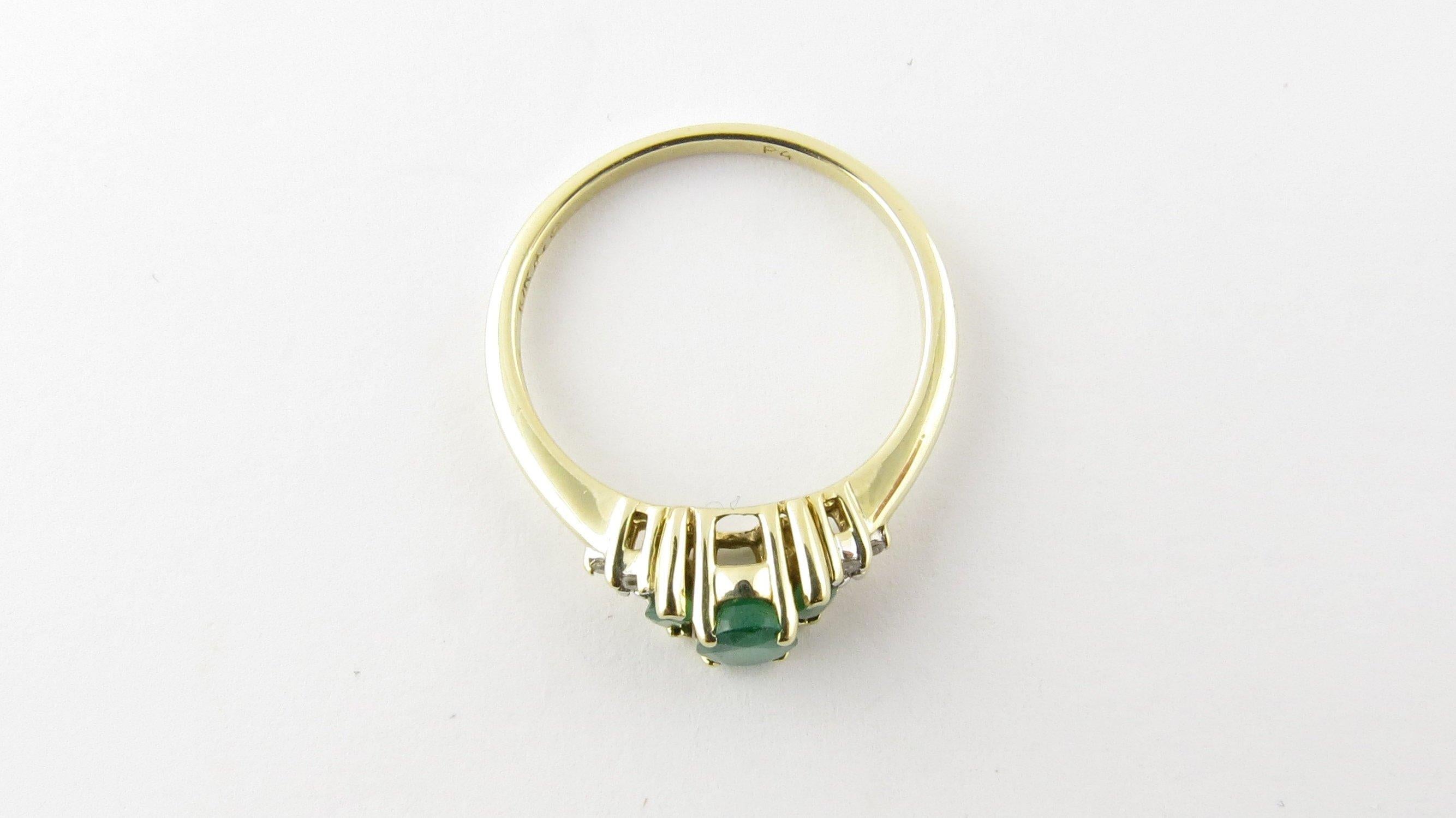 10 Karat Yellow Gold Genuine Emerald and Diamond Ring 4