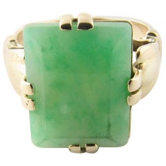 Vintage 10 Karat Yellow Gold Green Marble Stone Ring