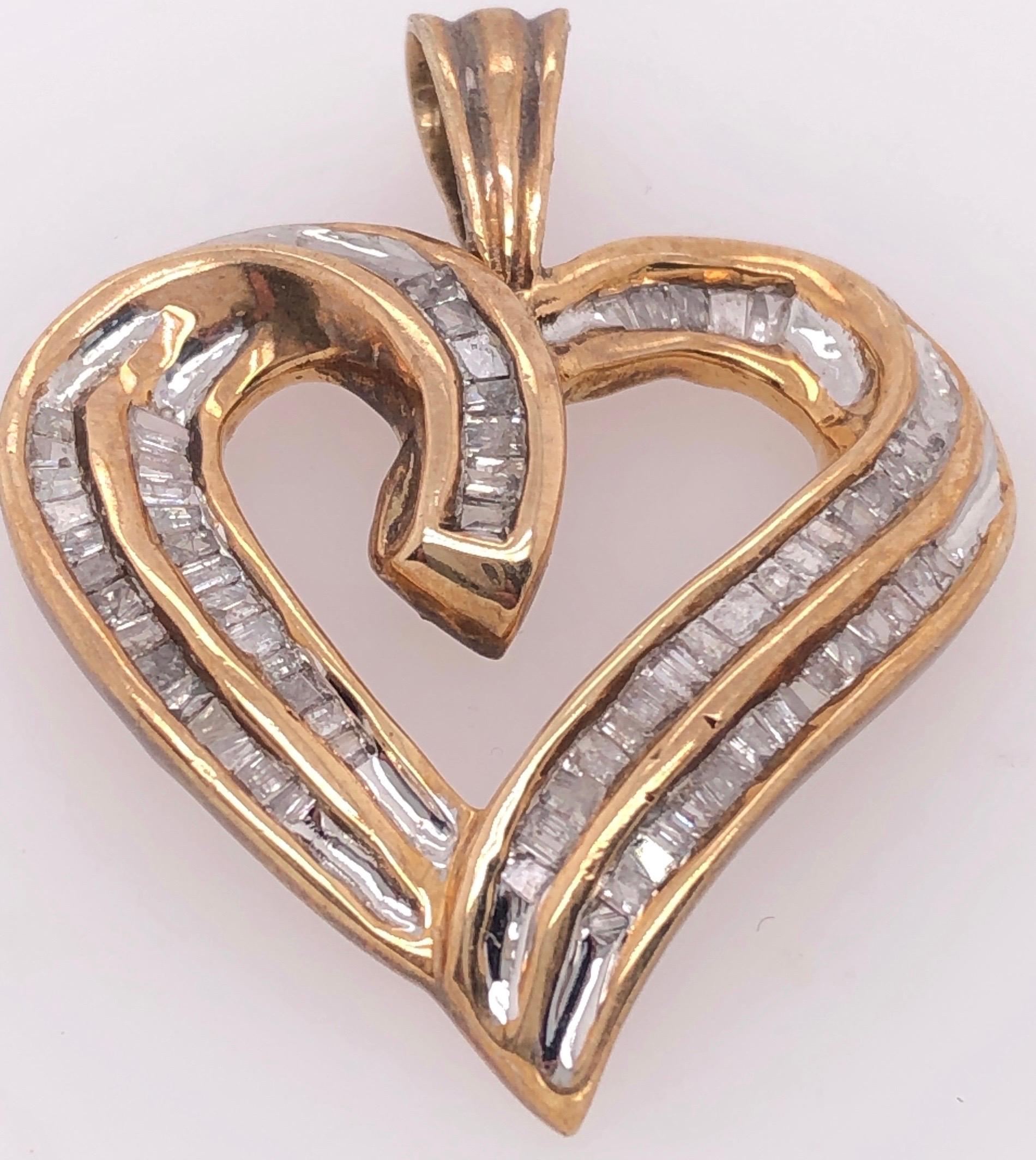 Modern 10 Karat Yellow Gold Heart Charm / Pendant with Diamonds For Sale