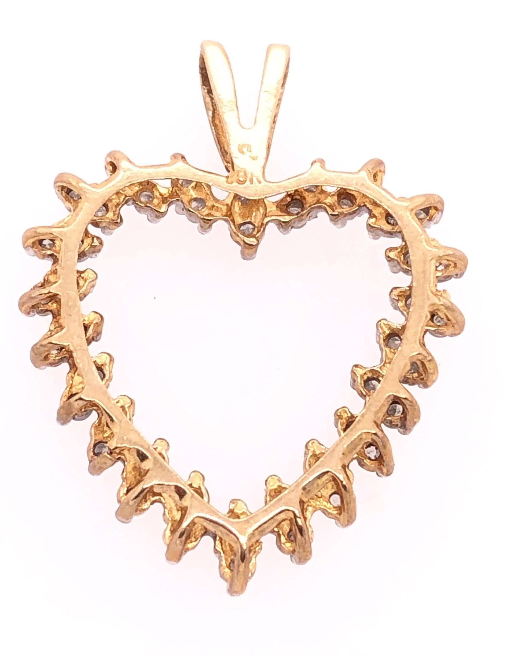 Women's or Men's 10 Karat Yellow Gold Heart Charm Pendant with Rose Cut Diamonds 0.50 TDW