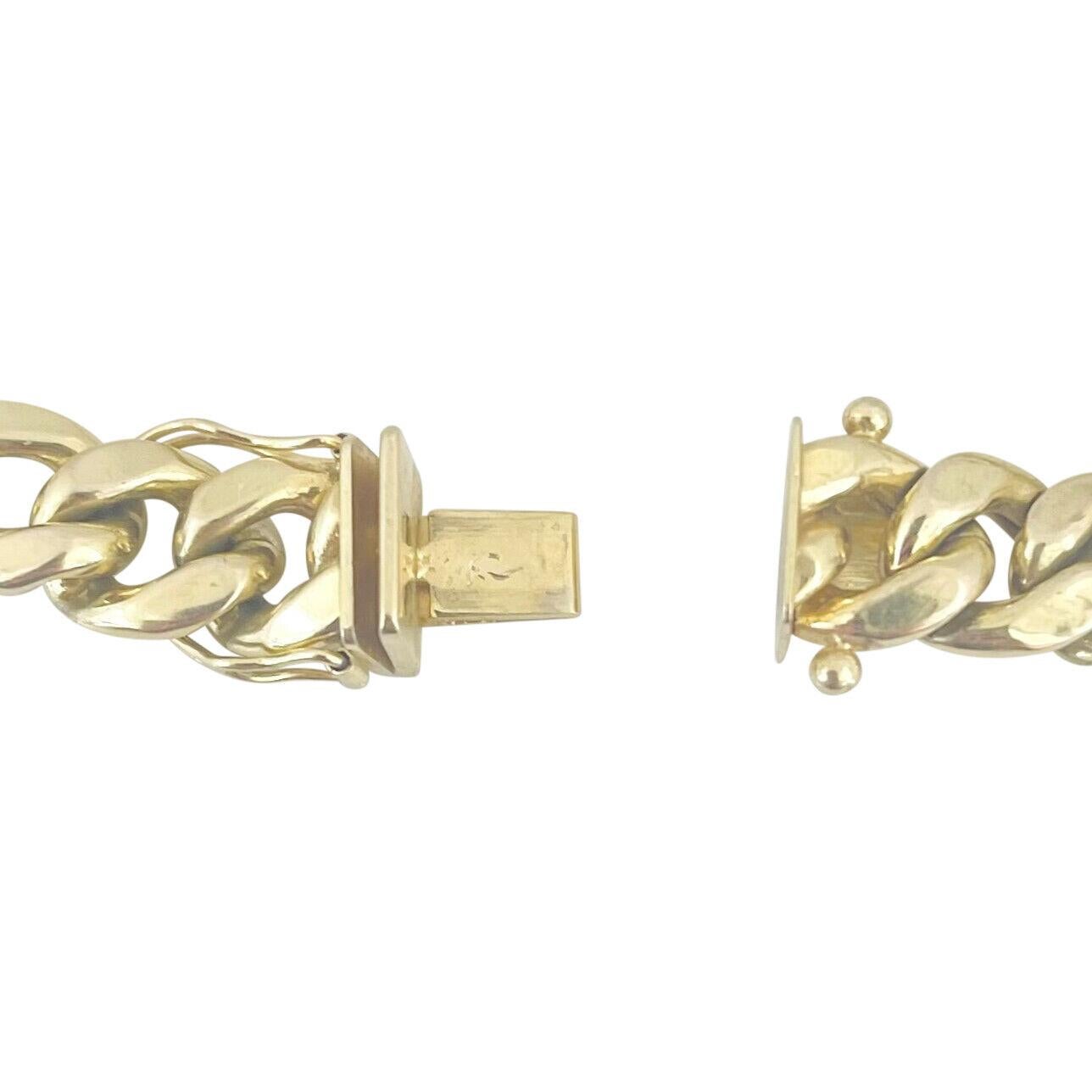 Women's or Men's 10 Karat Yellow Gold Hollow Cuban Curb Link Bracelet