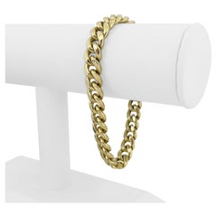 10 Karat Yellow Gold Hollow Cuban Curb Link Bracelet