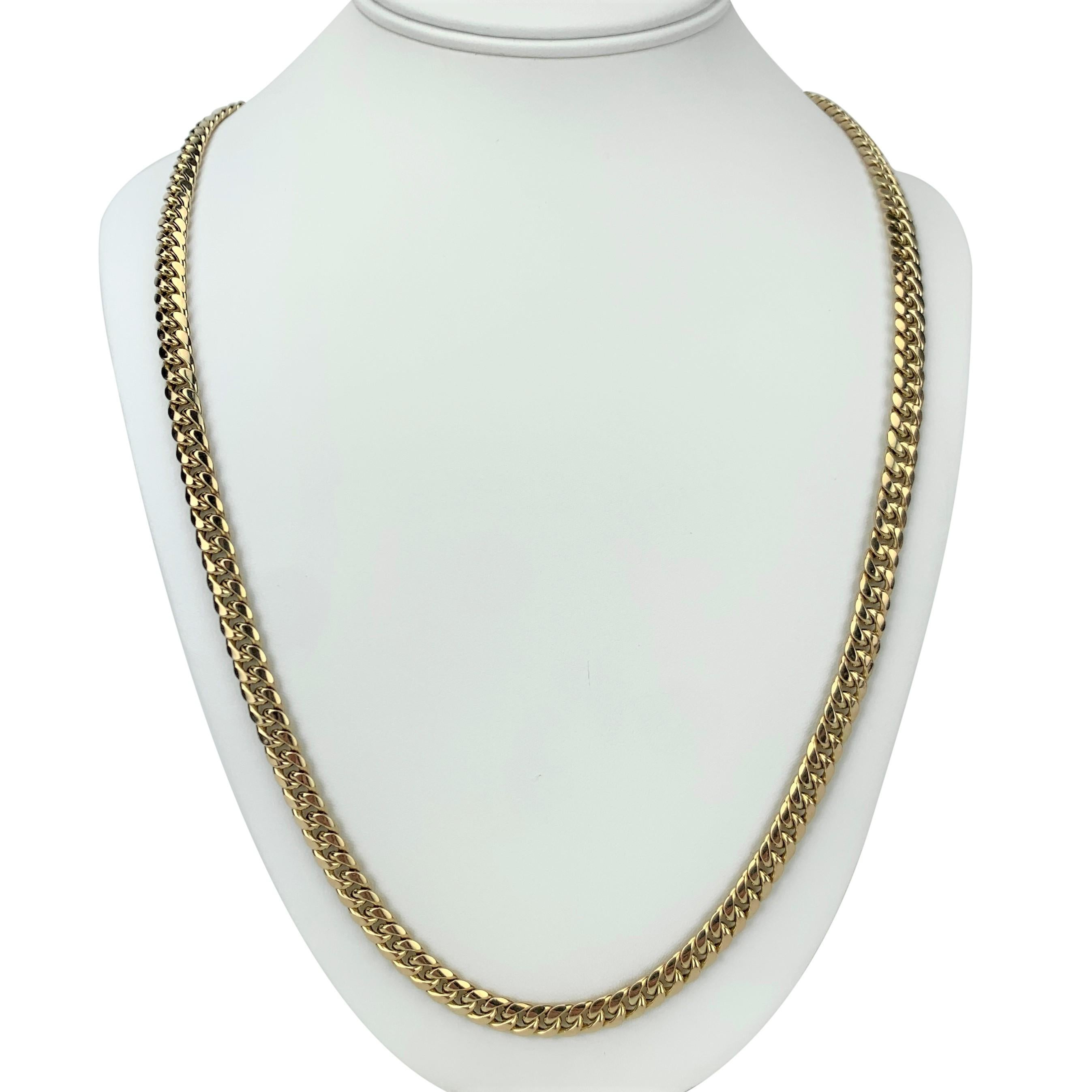10k Yellow Gold 33.3g Hollow 6.5mm Cuban Curb Link Chain Necklace 30